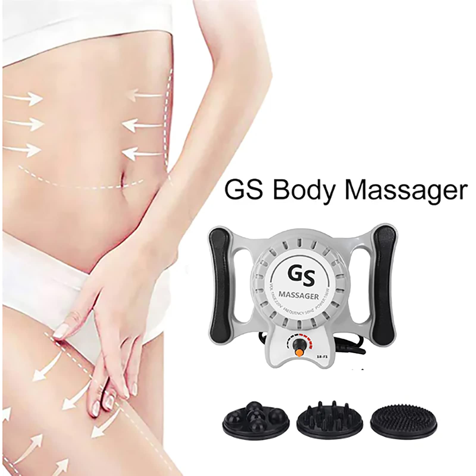 Wibracyjna Maszyna Do Masażu Ciała, Wysokiej Częstotliwości Elektryczne Wibracyjne Push Fat Machine Z 3 Wymiennymi Głowicami, Dla Ciała Brzucha Talii Ramienia Pleców Redukcji Cellulitu