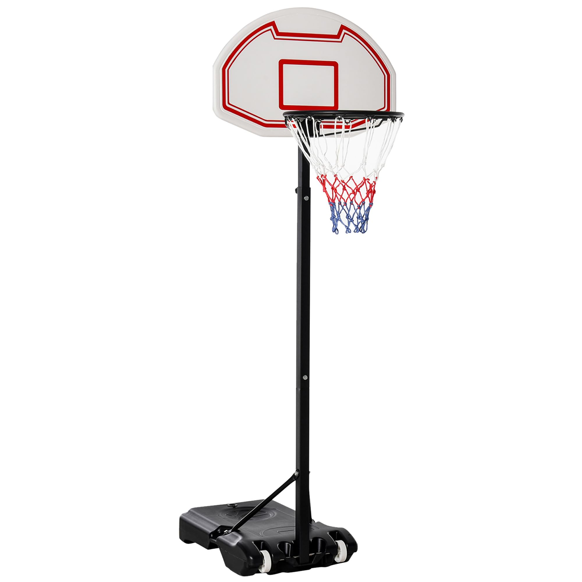 HOMCOM Basketballkorb Outdoor Höhenverstellbar 155-210 cm Transportable Basketballständer mit Rollen PE+Stahl