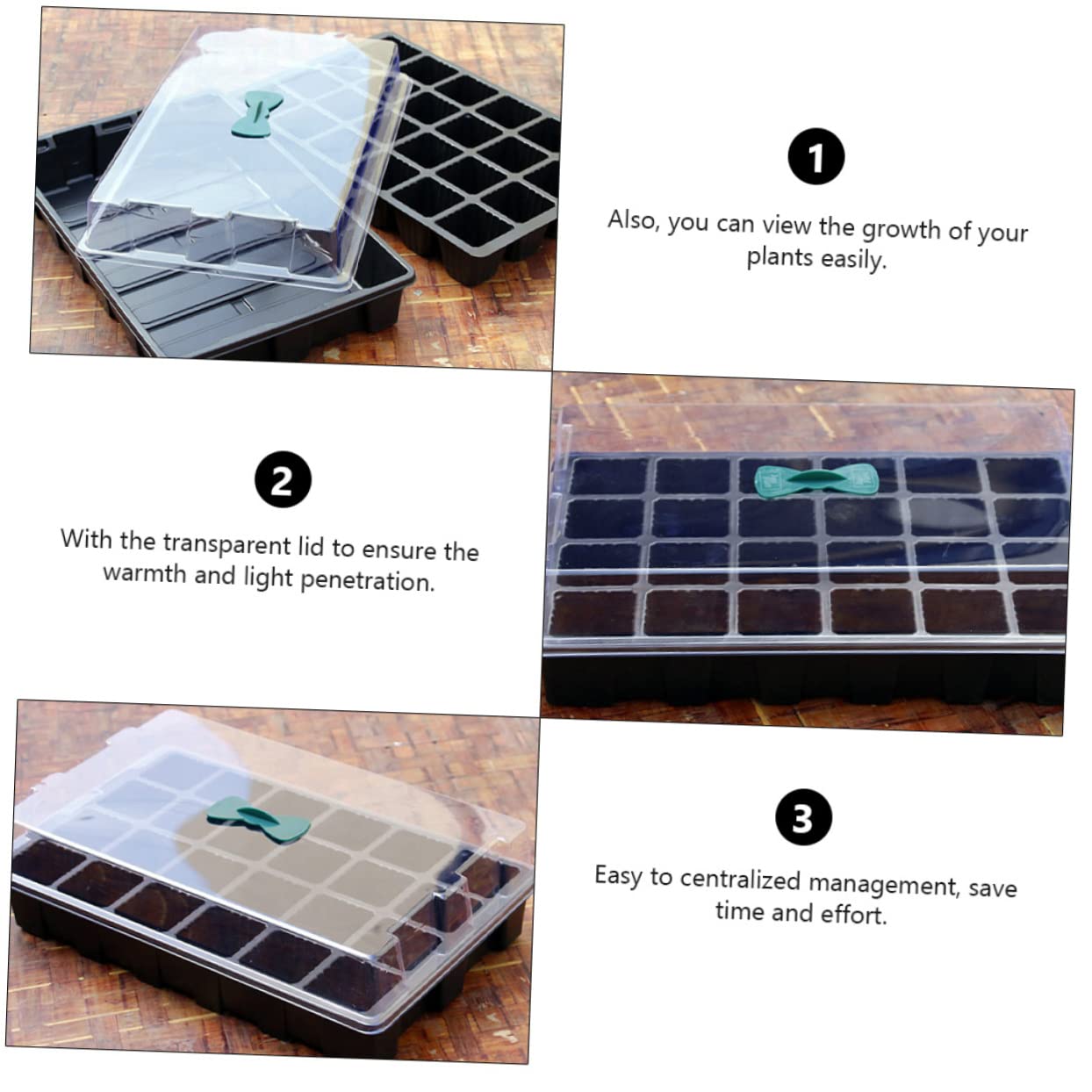 HEMOTON 3juegos Bandejas para Plántulas de Caja de Germinación para Cultivo Jardín Accesorio de Jardinería para Hortalizas