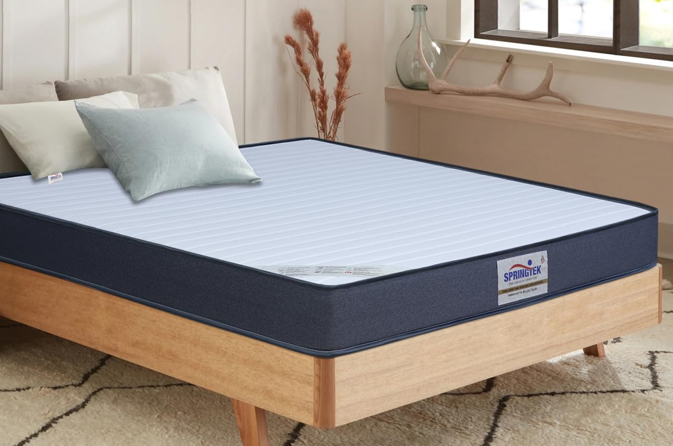 Springtek Orthopedic Mattress - 8 Inches Single Size Soft Comfort Medium Firm Gadda with Superior Anti Microbial Fabric, Pressure Relieving Memory Foam with Roll Pack, 72x30 Inch