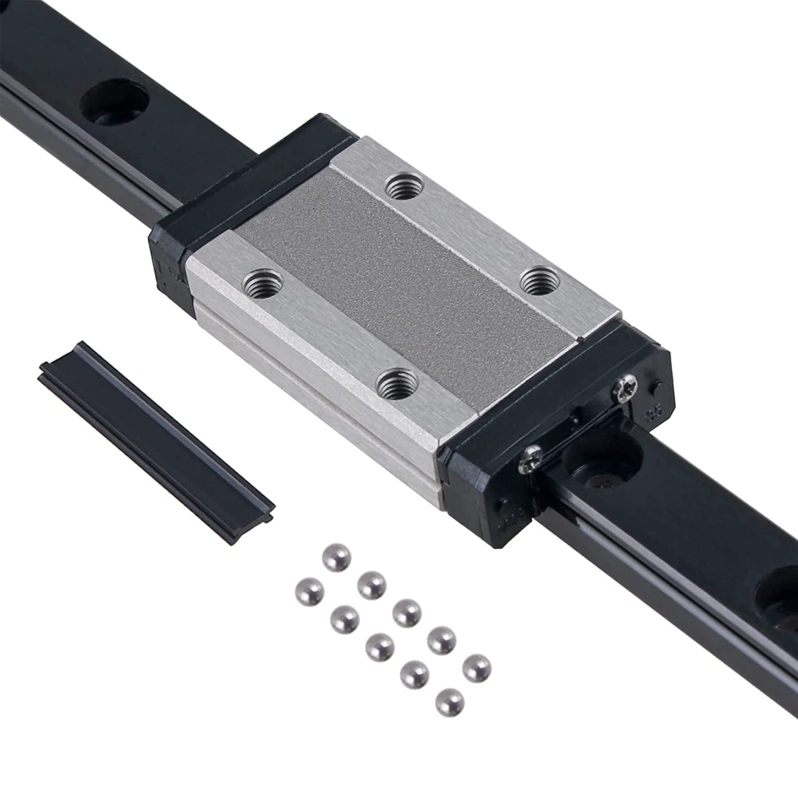 MGN12H guía lineal de 500 mm, 1 pieza negro rejilla deslizante lineal con 1 pieza MGN12H bloque de carro bolas de acero bloques de límite para impresora 3D CNC XYZ DIY máquina de grabado