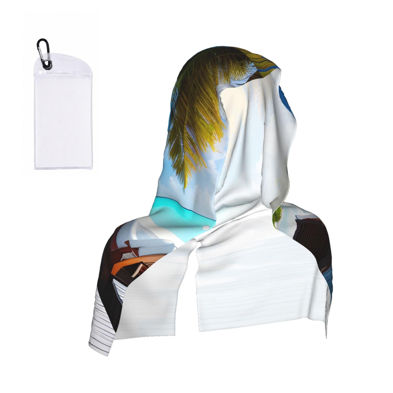CNTDBU Maldives Holidays Cooling Towel Hooded-Instant Chill Neck Cover for Sports, UV Cooling Rag for Running Gym