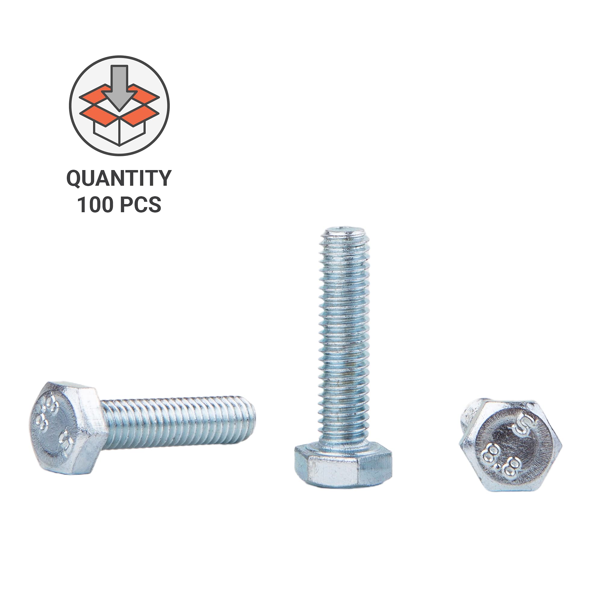 (100 sztuk) DIN 933 śruby sześciokątne ze stali ocynkowanej M6 x 25 mm 8,8 klasy, śruby sześciokątne, w pełni gwintowane, łba sześciokątna, śruba do kranu (100, M6 x 25 mm)