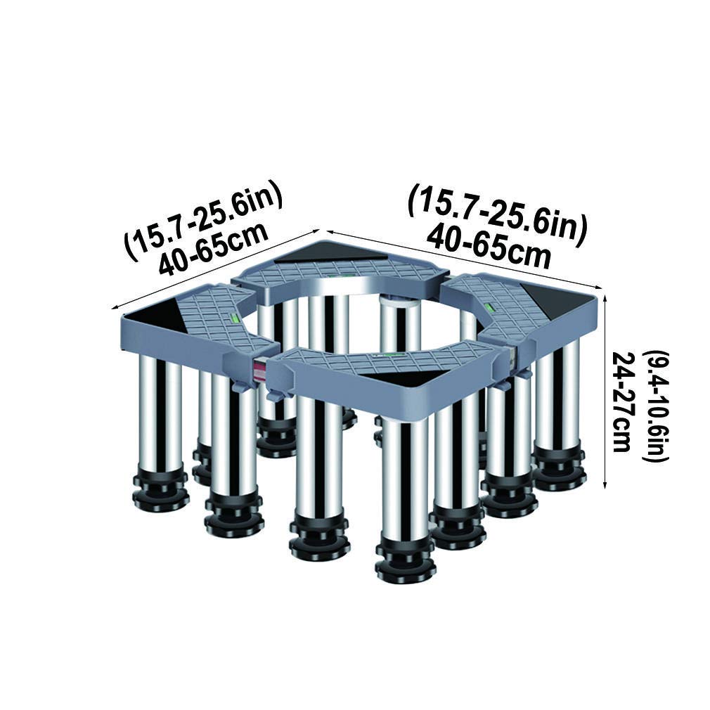 Einstellbar Waschmaschine Sockel Untergestell Stabiles Podeste & Rahmen für Trockner HöHe 24-27cm Kühlschrank und Gefrierschrank Sockel Podest Universal-Basis mit 4/8/12 Stützbeine