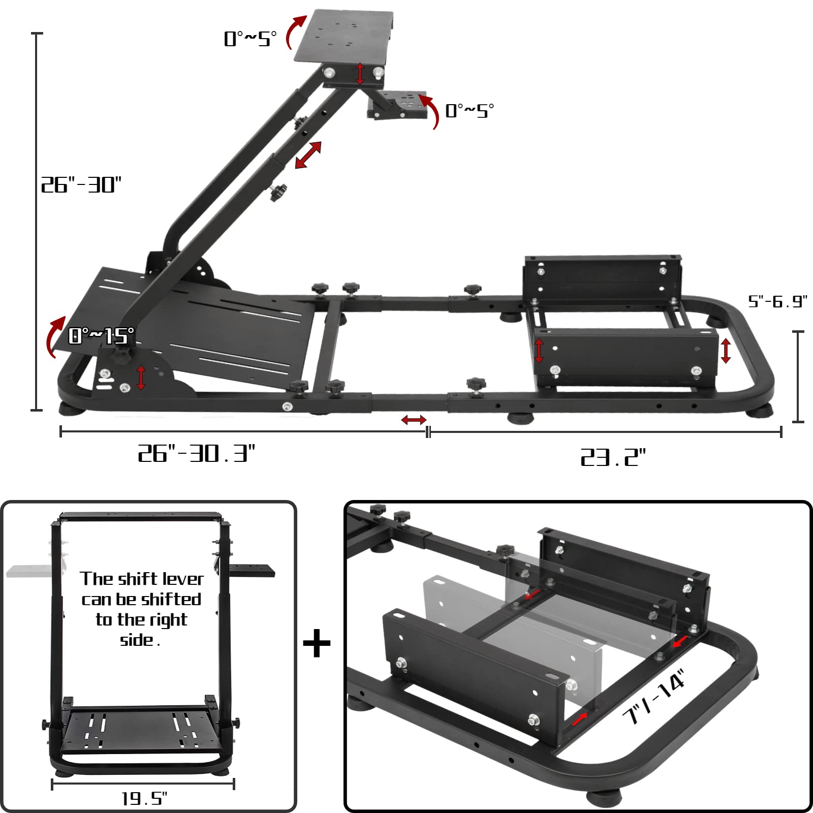 Marada Racing Wheel Stand Simulator Steering Wheel Stand Cockpit Gaming