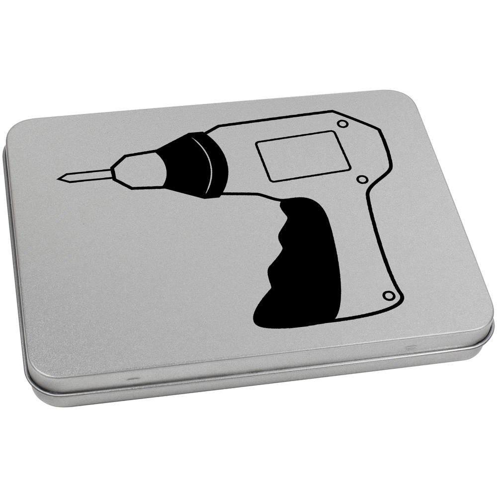 Azeeda 170mm 'Electric Drill' Metal Hinged Tin/Storage Box (TT00053681)