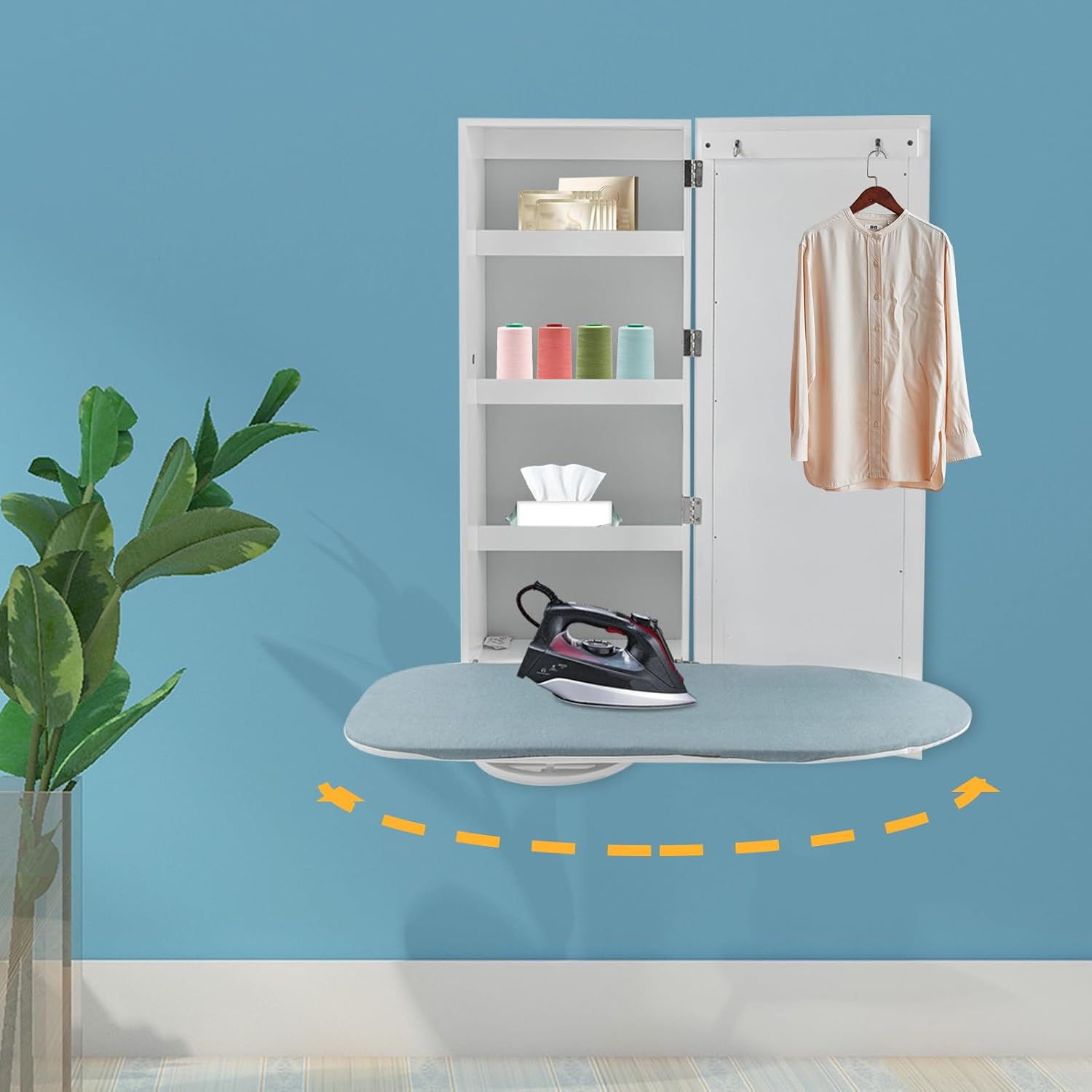 Foldable Wall Mount Ironing Board Wall Mounted Ironing Board with 4 Storage