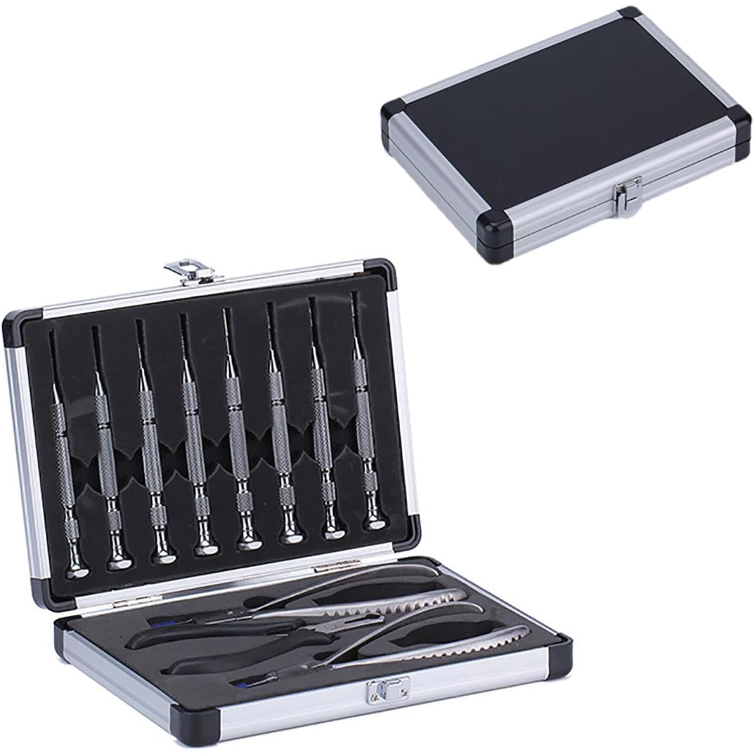 YXZQLOZ Eyeglasses Pliers Set with Storage Box, Professional Optician Tools, Knurled Sturdy for Repair Technicians