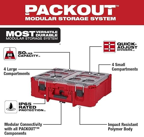 Miniatura 2 de 48-22-8432 para Milwaukee PACKOUT organizador profundo con capacidad de peso de 50 libras
