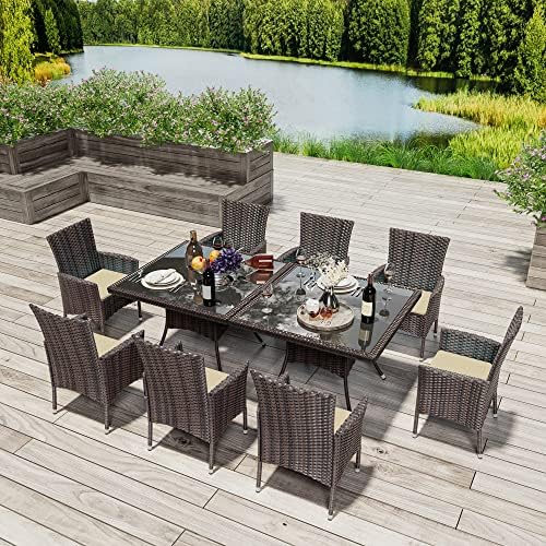 RTDTD 15 Pieces Patio Dining Set Outdoor Rattan Furniture
