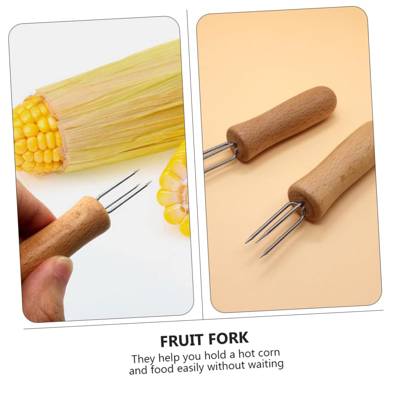 OFFSCH Stainless Steel Three-toothed Fork Corn Fruit Skewers Comfortable to Hold for Outdoor Grilling