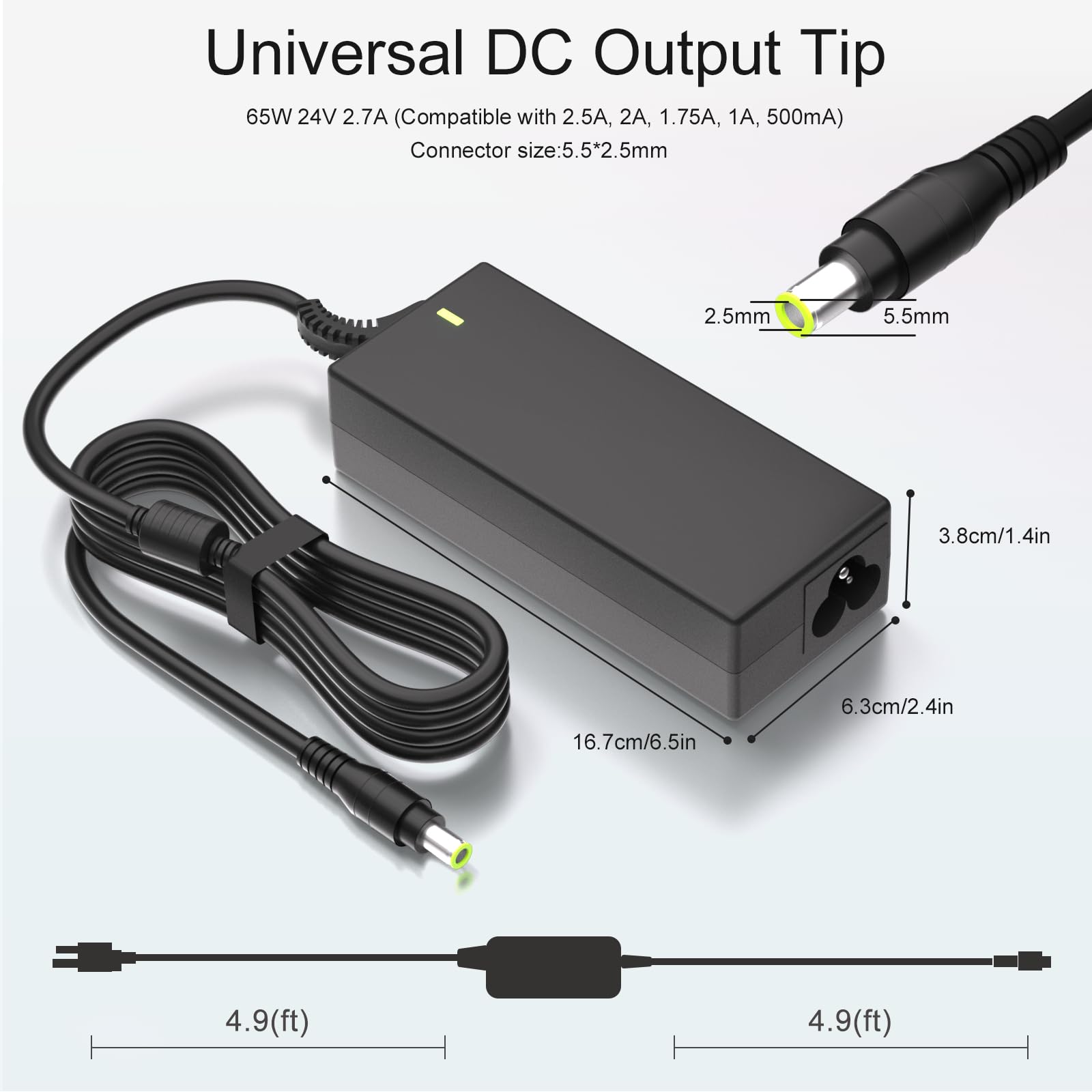 KFD Voeding 24 V 2,7 A 2,5 A oplaadkabel oplader voor Logitech G25 G27