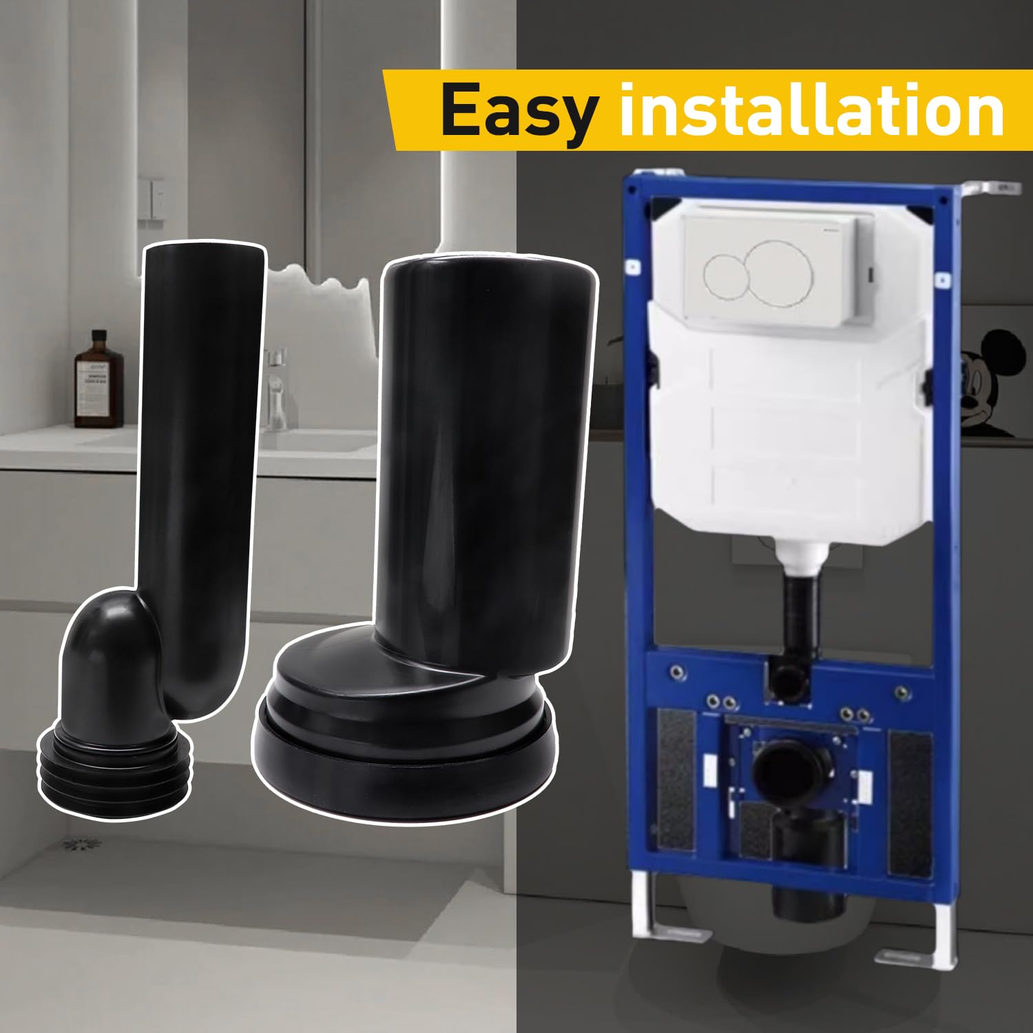 Juego de conectores de pared para tanque de inodoro con material HDPE, compatible con inodoros Geberit, tanque de agua oculto, tubo de drenaje de agua de alta calidad y fácil instalación