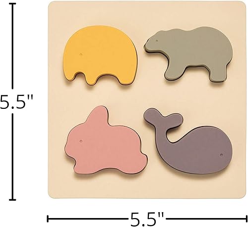 Miniatura 4 de ROSIE BEE Juguete de silicona con forma de animal para niños niños pequeños bebés juguetes de mordedor para bebés apilado anidación clasificación