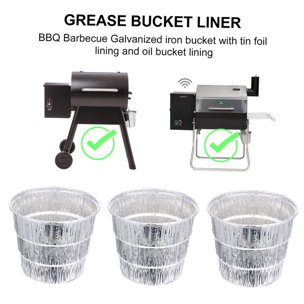 Secchio Grasso Barbecue in Ferro Argento con 10 Pezzi | Cattura Colature di Olio, Leggero e Portatile, per Festa in Casa e Uso All'aperto