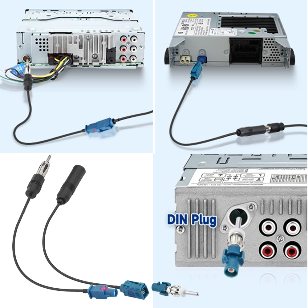 Bingfu Adattatore Antenna Autoradio Connettore Radio Auto Universali Cavo Prolunga da Maschio Fakra Z a Spinotto DIN (& Femmina a Presa) & Adattatore per Antenna DAB FM AM Stereo Radio HD Audio