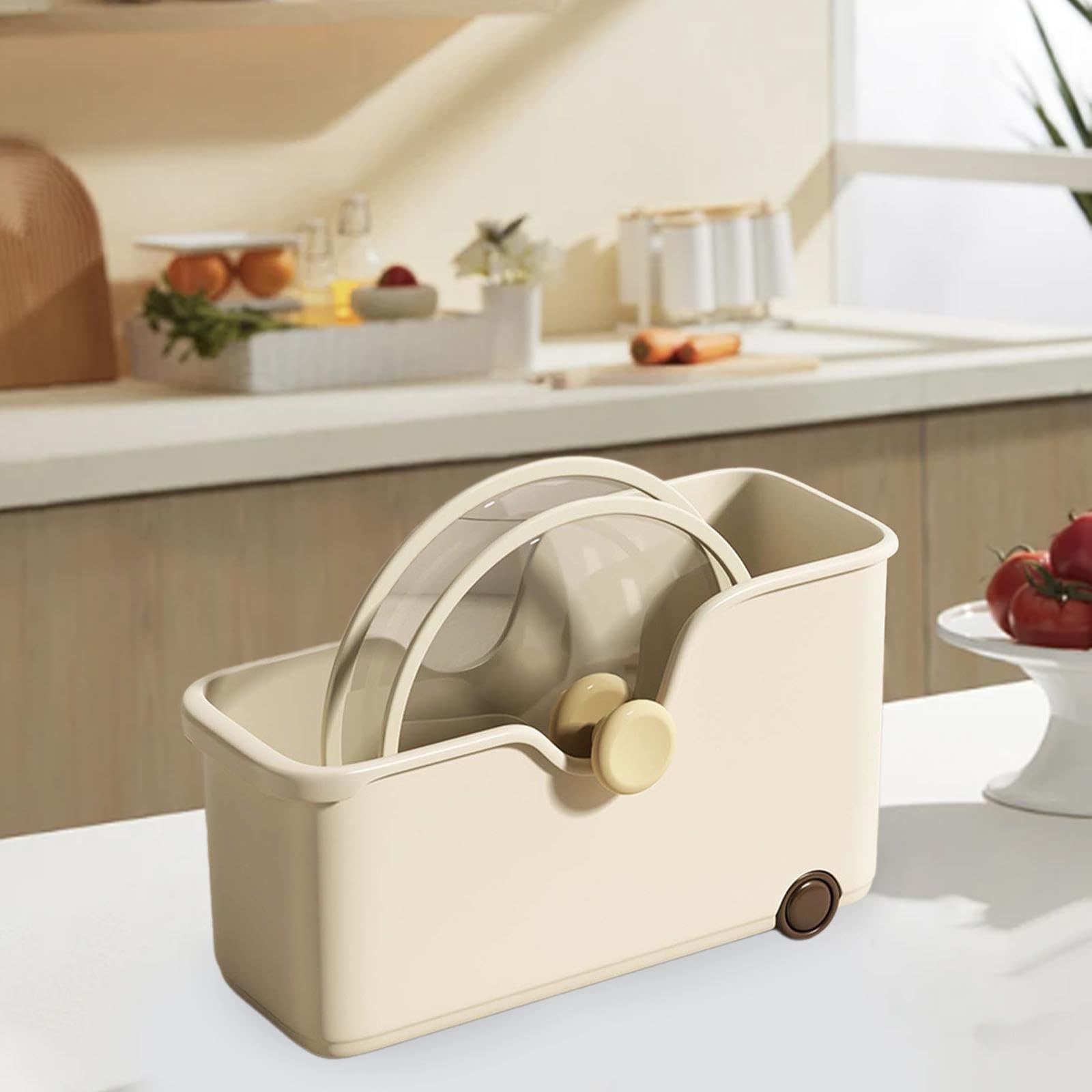 Contenedor de Almacenamiento, Cesta de Almacenamiento con Ruedas, organización de despensa, contenedor de Almacenamiento rodante, Cajas para baño, L