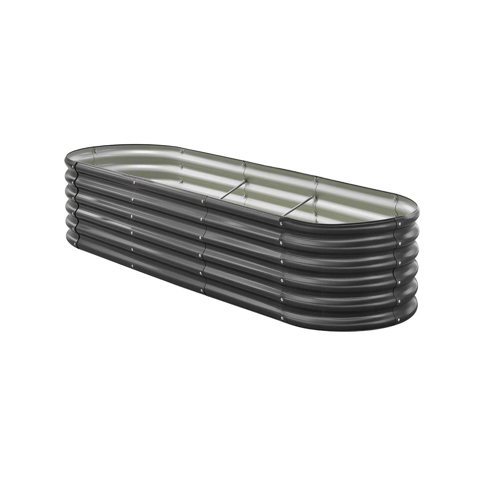 VEVOR Fioriera Rialzata da Giardino Esterno 2000 x 600 x 420 mm, Fioriera Ovale da Esterno, Design a Fondo Aperto, Grande Aiuola Rialzata per la Coltivazione di verdure, Piante Grasse, Grigio Scuro