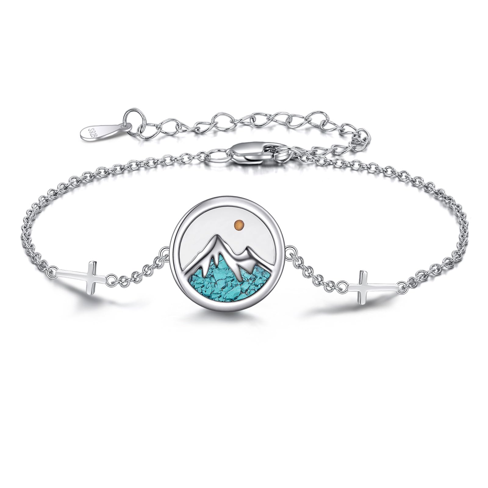 AOBOCO Mustard Seed Bracelet 925 Sterling Silver Cross Bracelets Christian Faith Jewelry Gift for Women