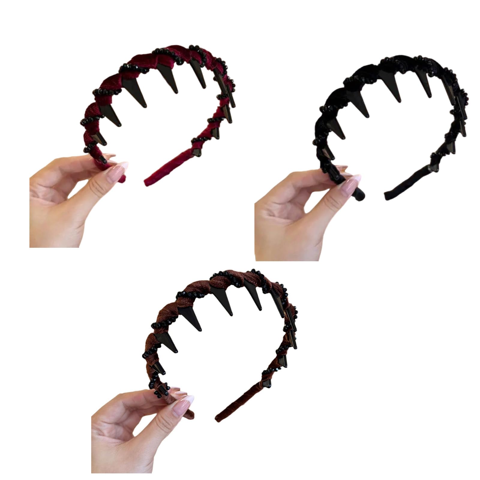 YUXITA 3Pcs Delicate Rhinestones Artificial Pearls Hairbands Elegant Headbands for Women and Girls Fashion Hair Accessories