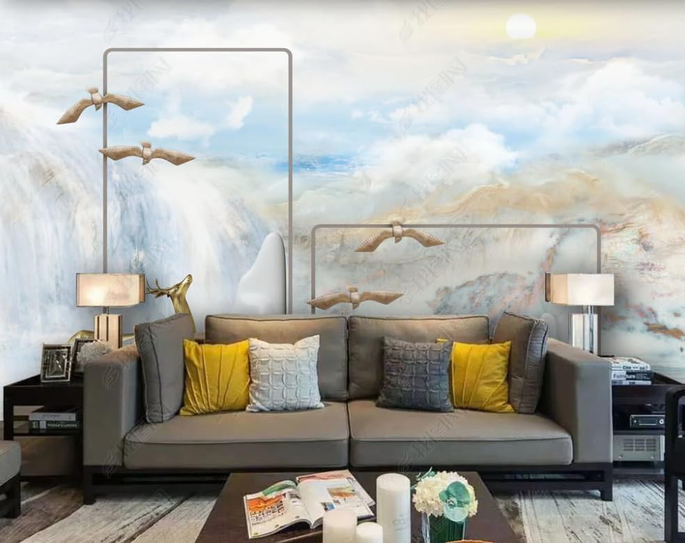 Papier peint intissé paysage motif marbré panoramique pour habiller un grand mur
