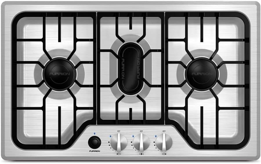 Furrion Stainless Steel 3-Burner Gas Cooktop with Cast Iron Grate