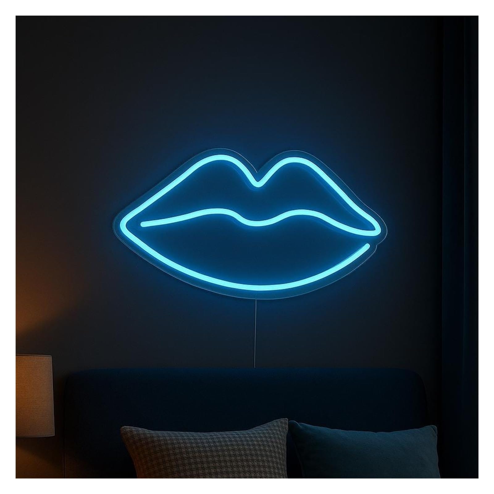 Shouxi C Sign Lamp Lips Neon Sign, Suitable For Aestheti Room Or Salon Decor With Dimmable 38Cm