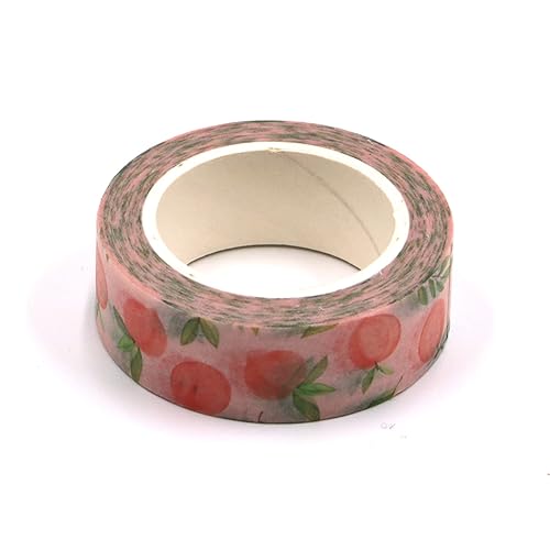 KKONION Cinta adhesiva decorativa de papel de enmascaramiento de melocotón frutal cinta adhesiva decorativa para álbumes de recortes etiqueta de