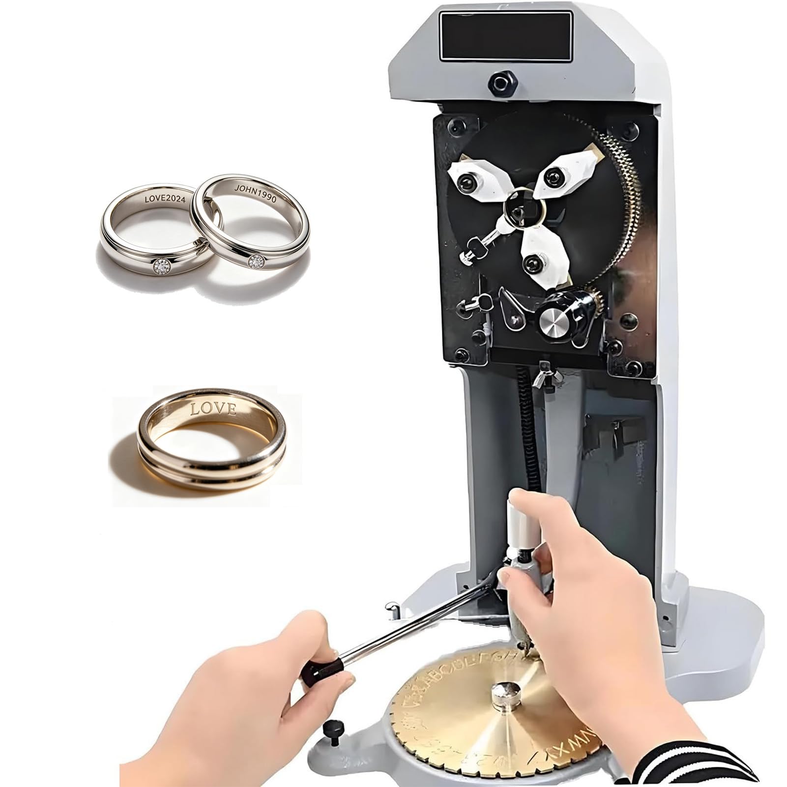 Ring Engraver Stamper, Inner Ring Wall Engraving Machine, Double Sided Scale Alphabet Disc, 1.5mm-2.0mm Standard Character Block, Practical Diy Engraving Tool For Jewellery Shop And Home Craft Use