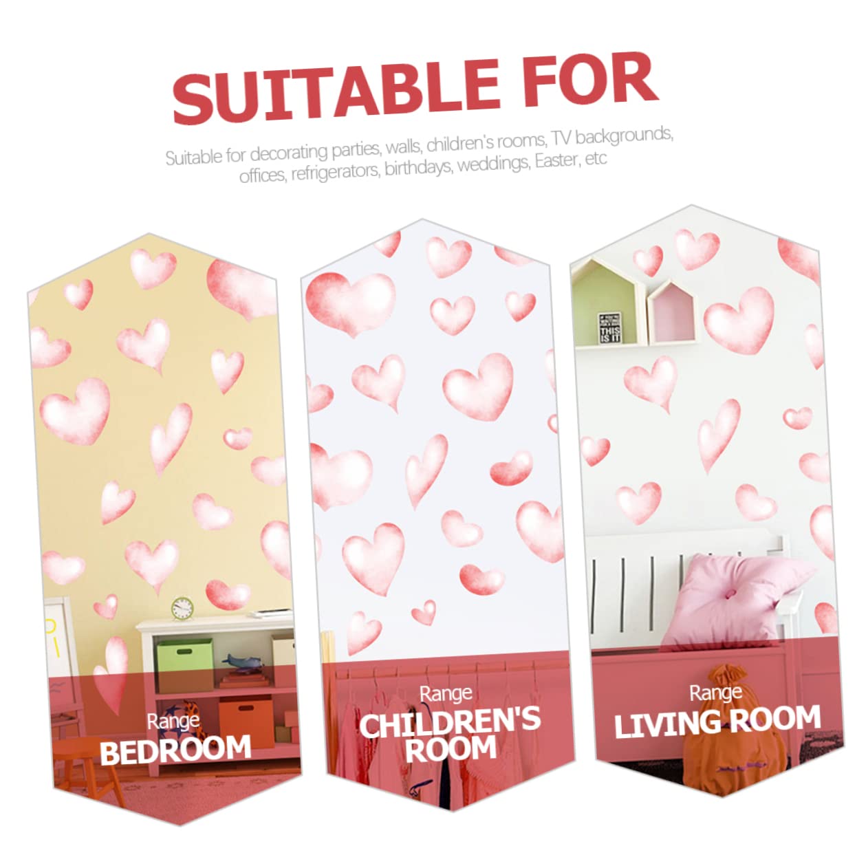TOYANDONA 5sets Adesivi Murali Cuore Autoadesivi Per Decorare Stanza Ragazzo Ragazza Decorazioni Romantiche Per Camera Da Letto Asilo e Ufficio Facili Da Applicare e Rimuovere Senza Residui