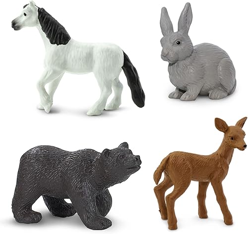 Miniatura 6 de Safari Ltd. Animales de cuento de hadas TOOB - Figuras de unicornio, dragón, rana, lobo, conejo, cierva, semental blanco, oso, ratón, pájaro azul y