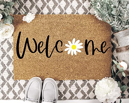 Welcome Daisy Doormat | Spring Doormat | Welcome Spring Doormat | Daisy Doormat | Spring Doormat | Spring Decor | Flower Doormat | Door Mat Home Kitchen Doormat Bedroom Doormat 18X30 Inch