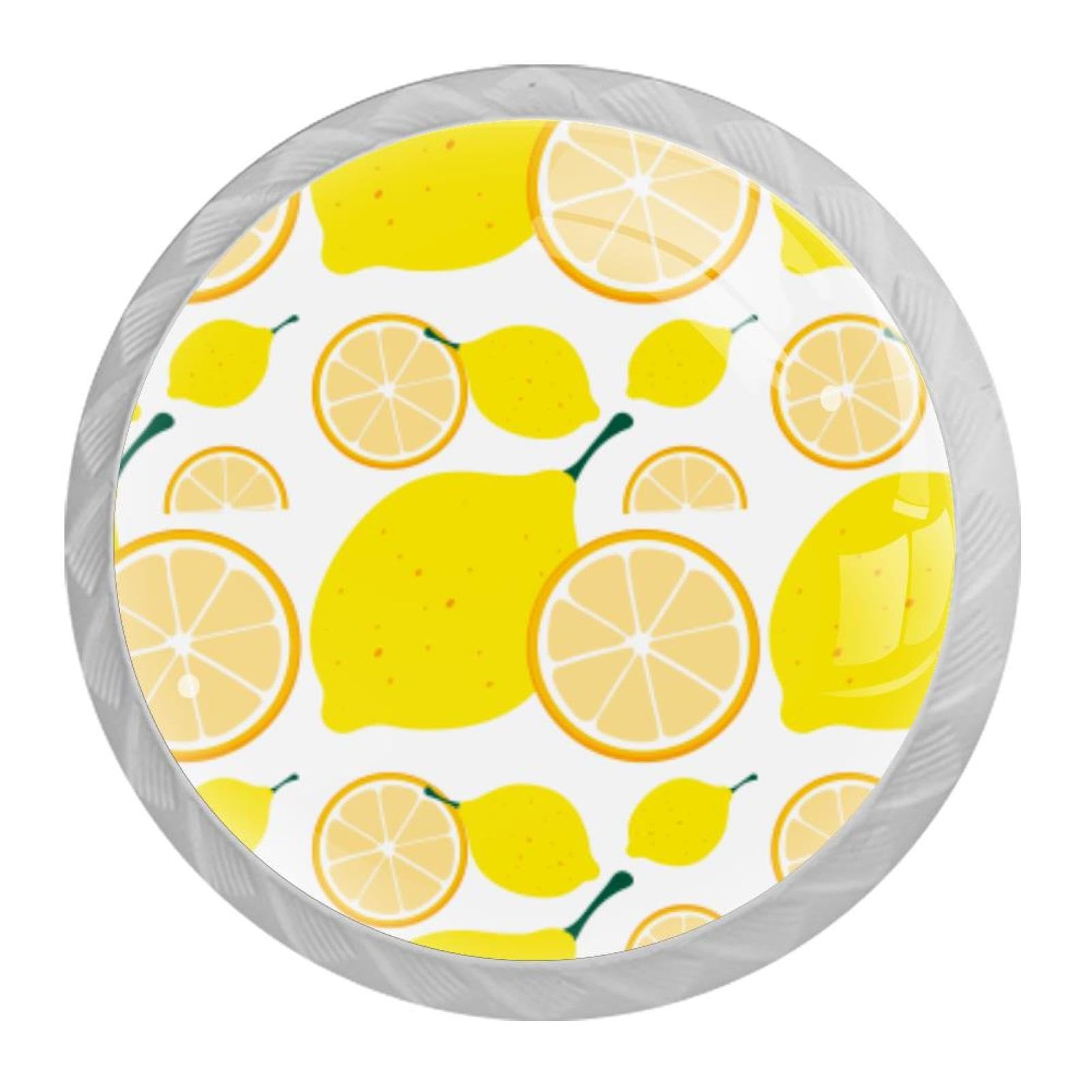 Tqmspg Multi04 4 Pieces Drawer Pulls Yellow Lemon Door Knobs Dresser Handles For Kitchen Wardrobe Cupboard Hardware Furniture