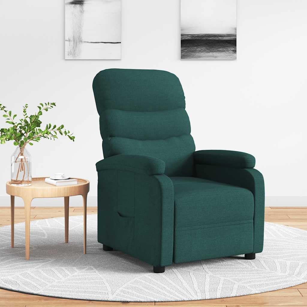 Sillón Relax Verde Oscuro Sillón Ajustable TV de Tela | Cómodo sillón reclinable con 3 posiciones ajustables para noches relajadas en el salón o sala de lectura.