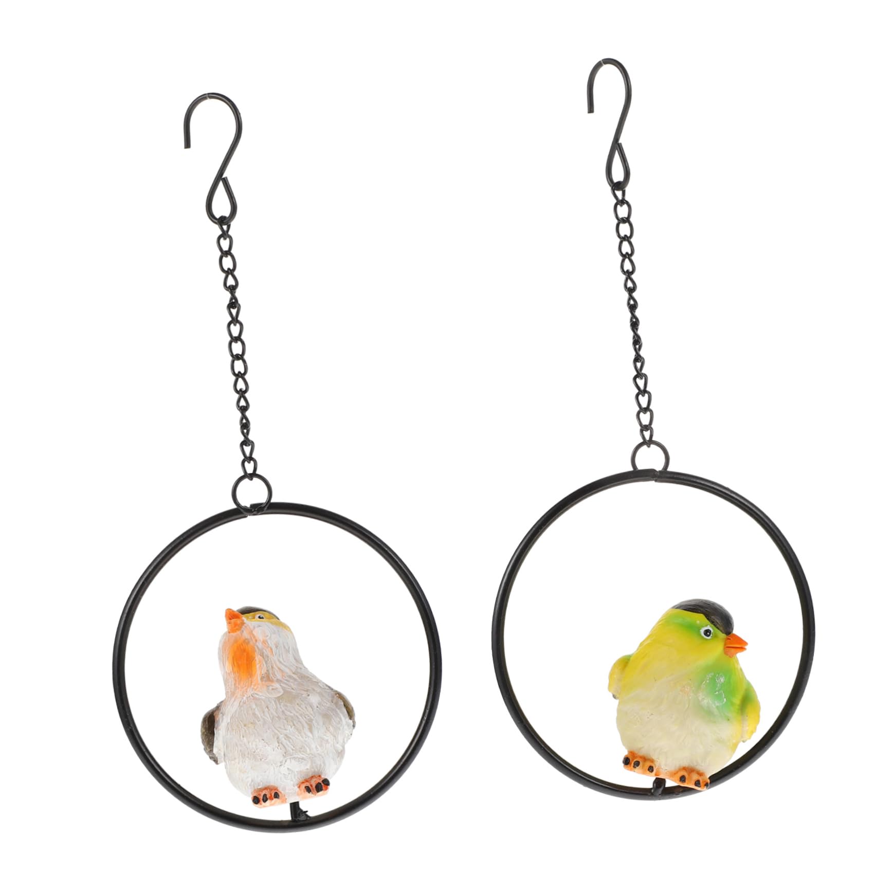 ORFOFE 2 Sets Bird Pendant Metal Bird Wall Hanging Parrot Figurine Hanging Bird Ring Parrot Outdoor Decor Hanging Bird Wall Decor Decorative Resin Bird Models Wrought Iron The Bird Crafts