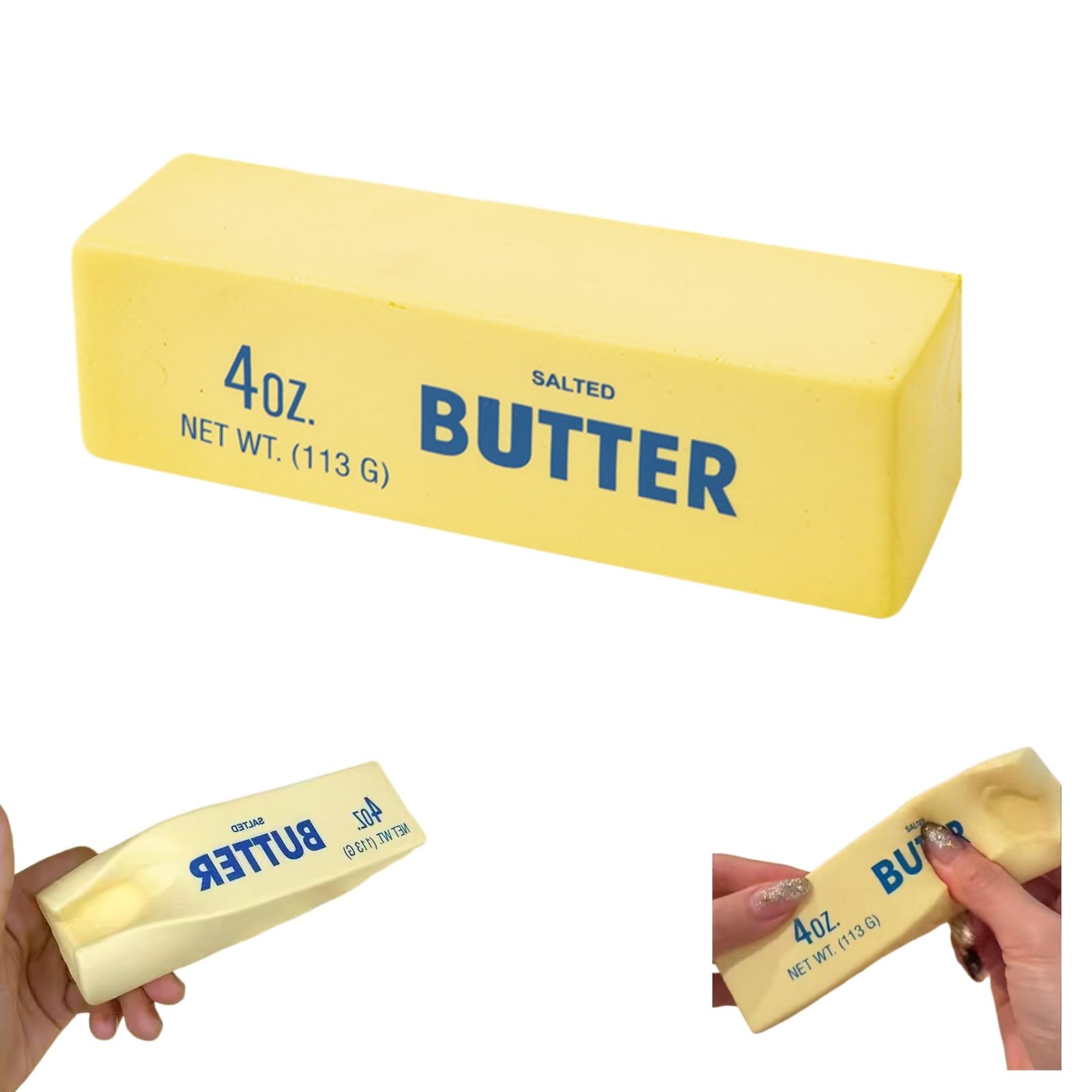 Squeeze Butter Toy, Soft Butter Squishys Stress Relief Block PU Material Butter Stick Slow Rising Squishy Food Fidget Toy for Indoor and Outdoor (C)
