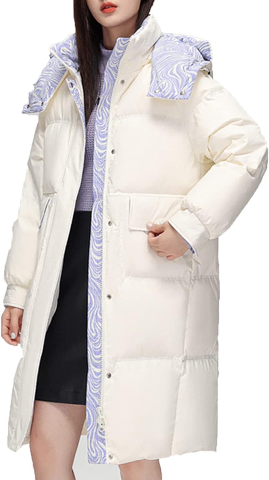 Women's Down Puffer Jacket Oversize Down Jadket 90% White Duck Jacket Hooded Thidk Long Outdoor Outenwear Parka Coat