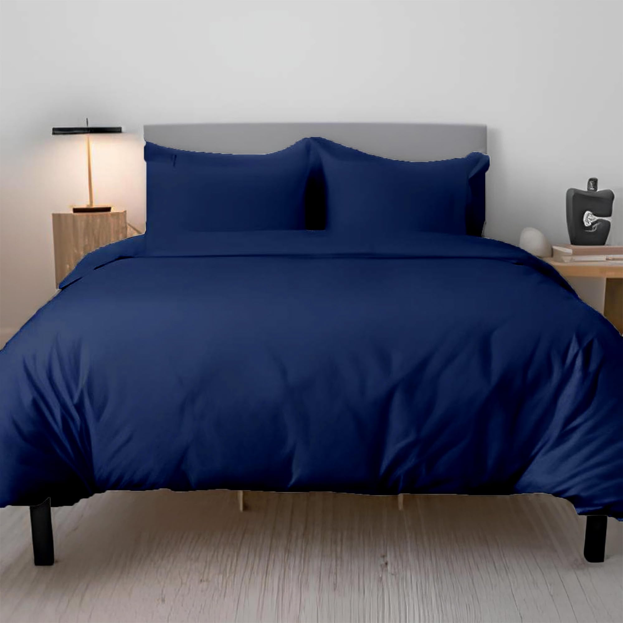 EverSoft Bedding 3PCS 100% Egyptian Cotton Single Size Duvet Cover Set with Fitted Sheet & 1x Pillowcase 400 Thread Count Single Duvet Cover Set