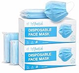 Flourish Disposable 3 Layer Face Masks x 100 – Face Coverings with Ear Loops, Adjustable Nose Clip, UK Stock
