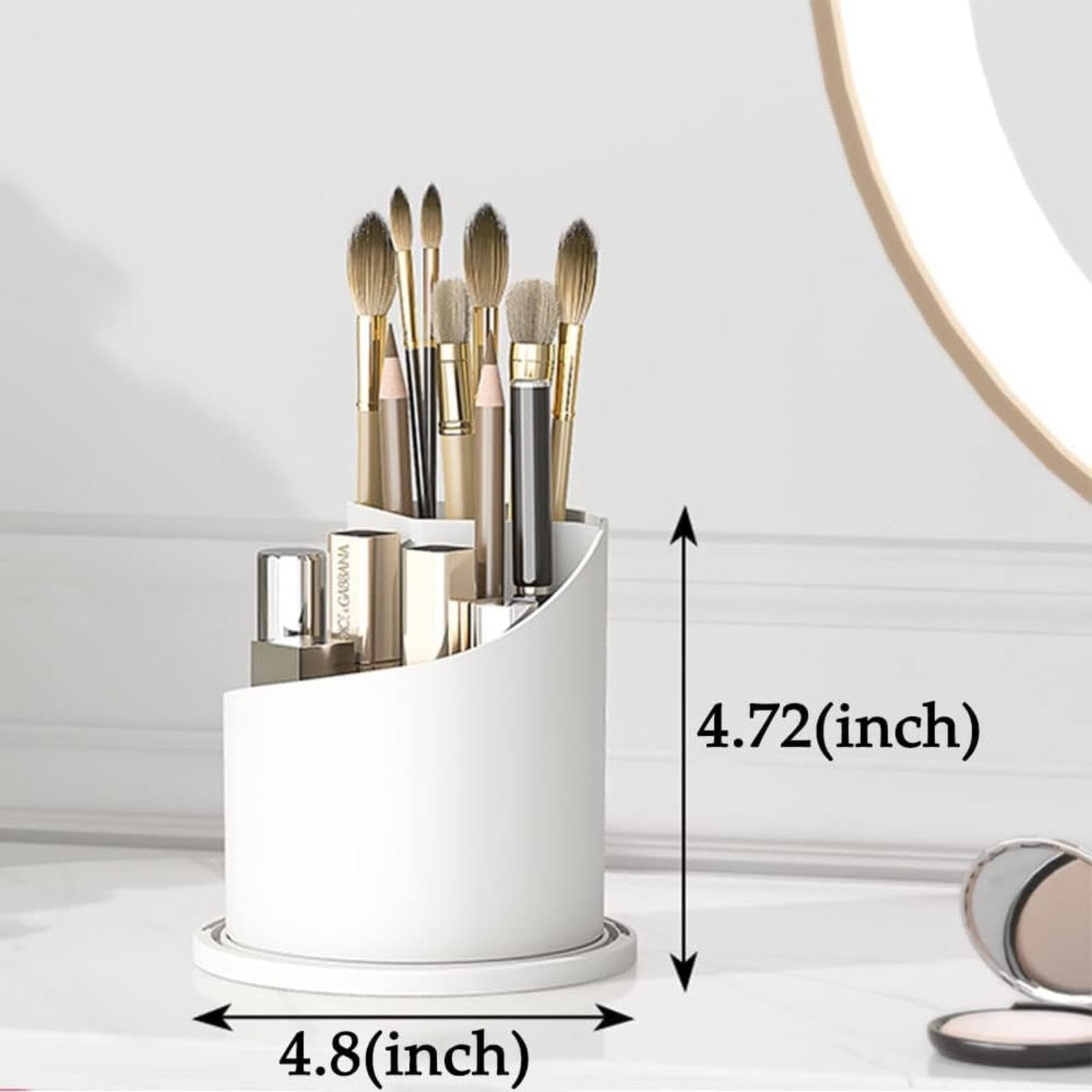 VIDECOR Porta Pennelli da Trucco Girevole a 360° con Coperchio Organizzatore Girevole per Rossetto Eyeliner Ombretto Portamatite per Sopracciglia Scatola Portaoggetti,D