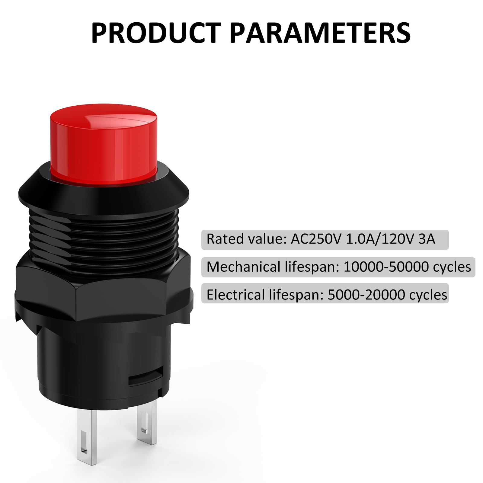 DIYhz 20Pcs SPST Latching Type Push Button Switch Off/ON AC