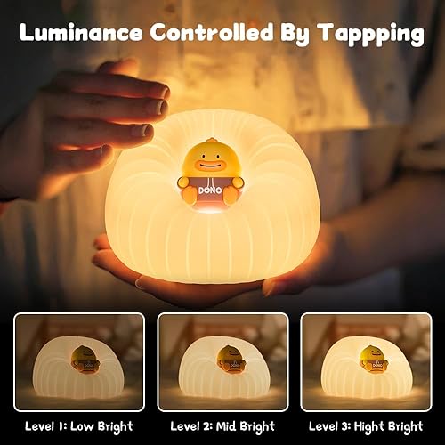 Miniatura 2 de Luz nocturna para dormitorio, lámpara LED recargable con 3 brillo ajustable y apagado automático, diseño de silicona suave, control táctil, adecuada