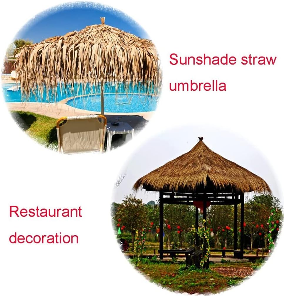 Simulation Thatch Tile Palm Thatch Roll Artificial Thatch Tile Plastic Pe Straw Roof Decorative Fireproof and Anti-Aging Fake Thatch Man-Made Thatch Rolls Tiki Roof(Yellow b,0.5x4m/1.64X13.1ft)