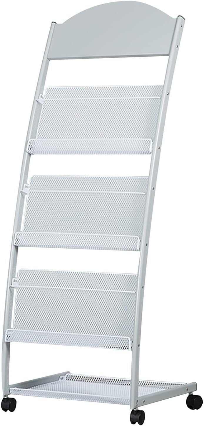 Folleto rodante blanco de 4 niveles y soporte de suelo para folletos de escuelas