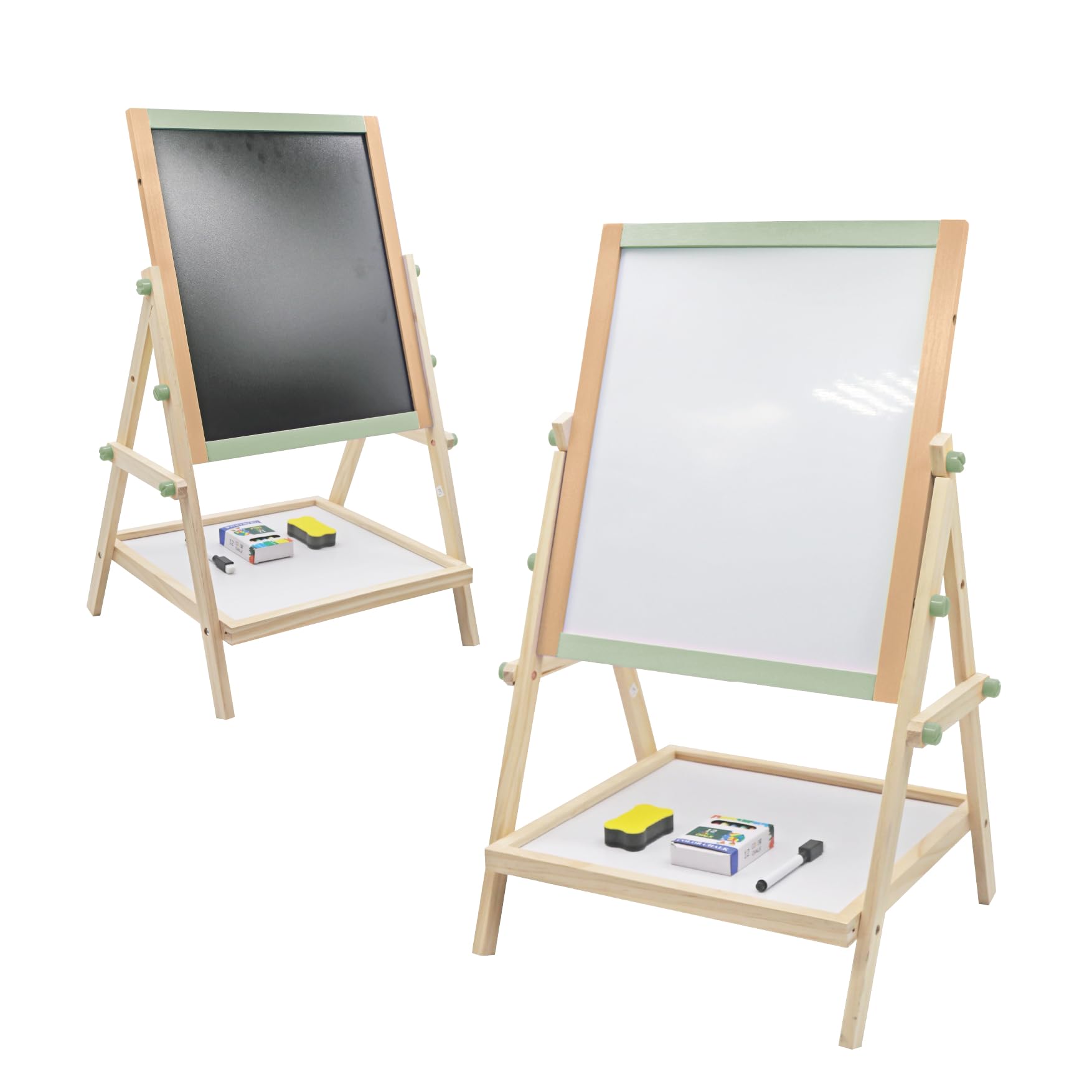 Buddy Baby - Pizarra Creativa 2 en 1 CreativeBoard - Desde 3 años - Superficie blanca y tiza - Incluye caja de tizas, 2 borradores y 1 boli - Balda inferior para accesorios - Ajustable en altura