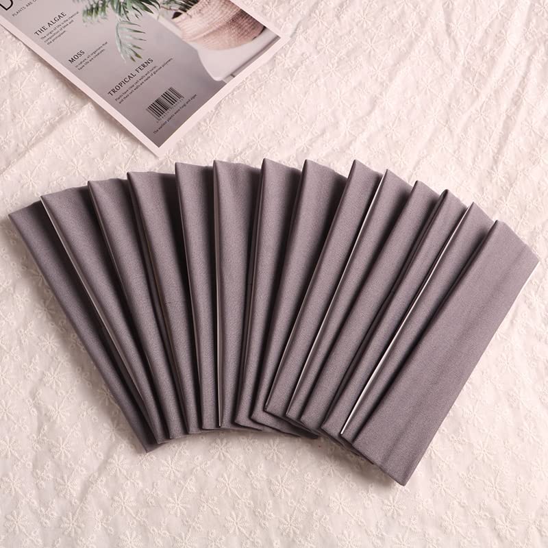 Image of Sport Yoga Headbands,Pack of 14,Fashion Soft Elastic Polyester Sweatband Yoga Stretchy Headband for Women Man Girl (Gray)