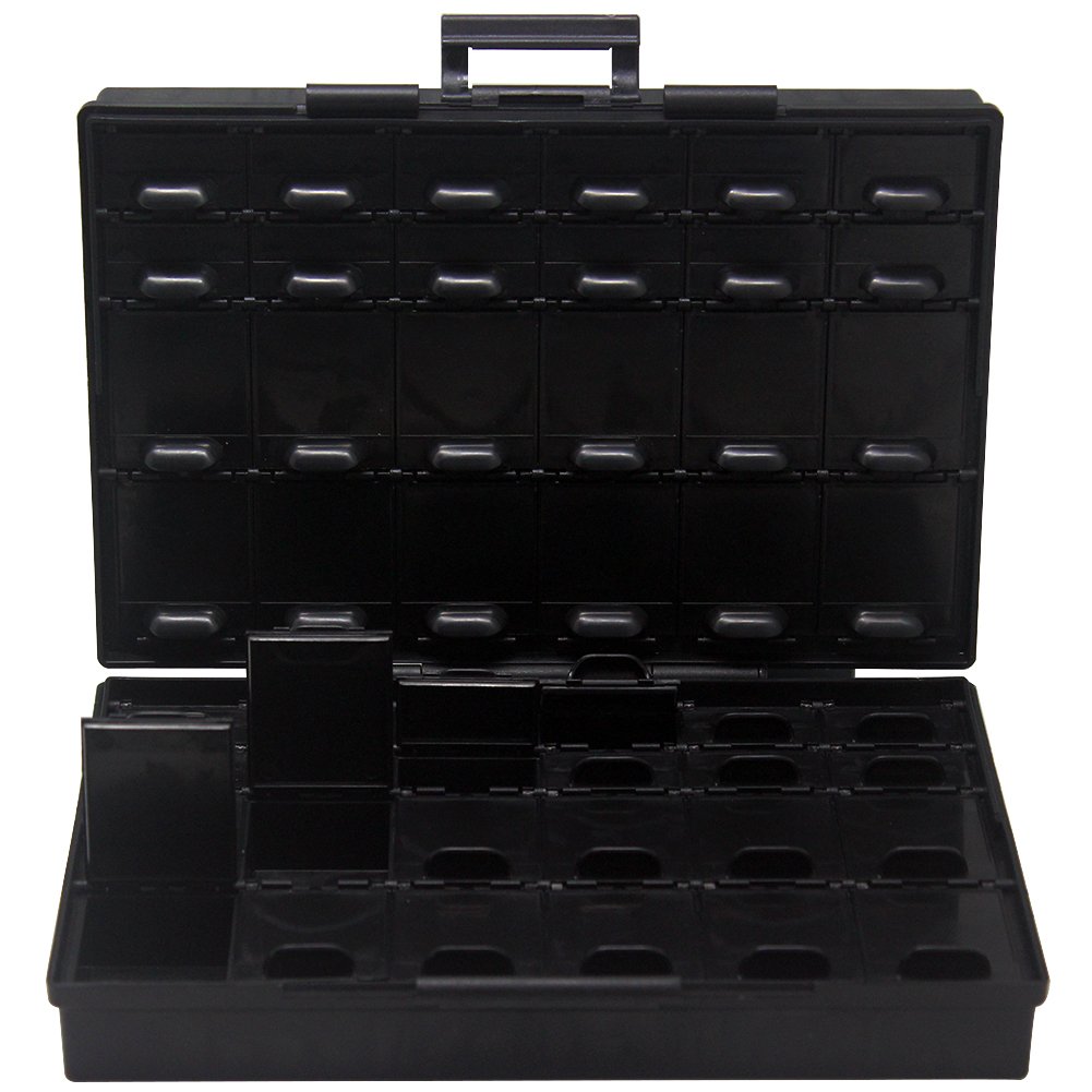 AideTekBOXALL48 48 ESD Safe anti-statics bins Enclosure for Surface Mount Components IC chips diode transistor Tweezers