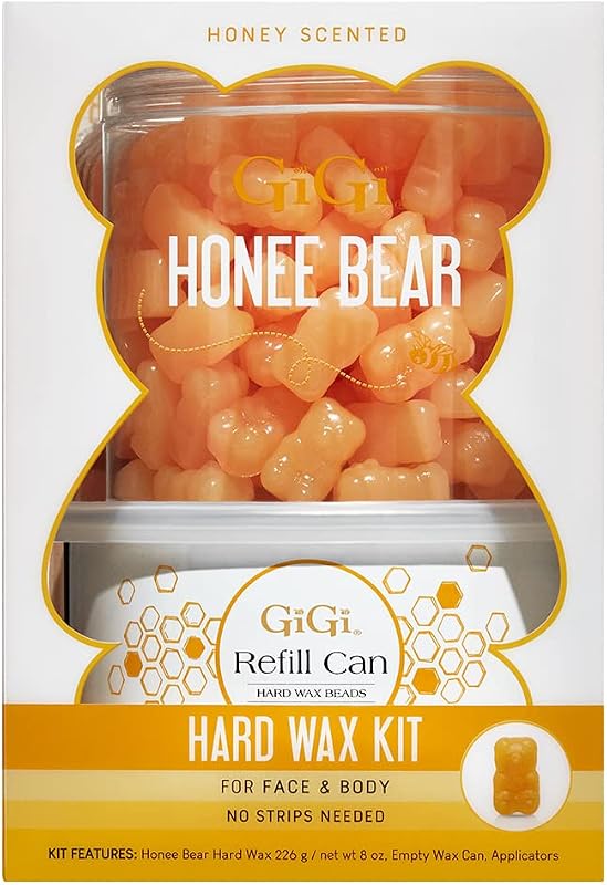 GIGI Honee Bear Kit de Depilação com Cera Dura de Mel para Rosto e Corpo, 8 oz