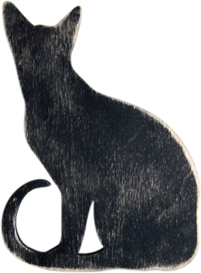 Black Cat Silhouette Rustic Wooden Sign Cat Monogram Handcrafted Wall Art, Home Decor 18"