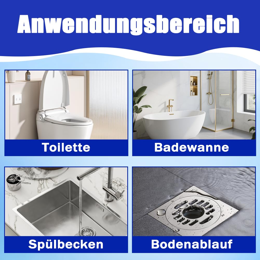 Pipe Bobo Rohrreiniger, Pipe Bobo Cleaner, Strength Pipeline Dredging Agent, Professionelles Abflussreinigungsmittel für Außenbereiche, Küchenspülen, Duschen, Badezimmer, und Toiletten (2pc)